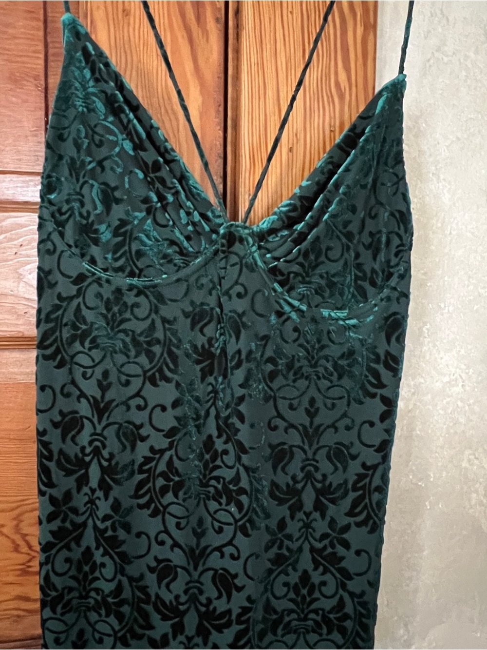 Vici 90’s Grunge Regal Ren-Faire Velvet Emerald Green Formal A-line Dress Sz L